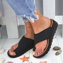 Load image into Gallery viewer, Women Leather Shoes Comfy Platform Flat Sole Ladies Casual Soft Big Toe Foot Sandal Walking Strappy Slides Sandals Open Toe Summer Shoes With Arch Support