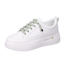 将图片加载到图库查看器,Women Leather Sneakers Fashion Breathble Vulcanized Shoes Women Casual Shoes White Modern Women Sneakers Flats Girl Breathble Shoes Lace Up Modern White Walking Sneakers
