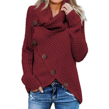 Load image into Gallery viewer, Women Long Sleeve Asymmetric Wrap Pullover Sweater Jumper Tops