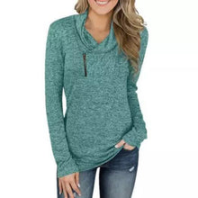 将图片加载到图库查看器,Women Long Sleeve V-Neck Size Zipper Collar Pullover Tunic Tops