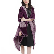 Load image into Gallery viewer, Women Long Soft Knitted Shawl Extra Thick Plaid Blanket Wrap Cape