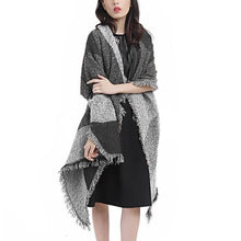 Load image into Gallery viewer, Women Long Soft Knitted Shawl Extra Thick Plaid Blanket Wrap Cape