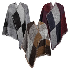 Load image into Gallery viewer, Women Long Soft Knitted Shawl Extra Thick Plaid Blanket Wrap Cape