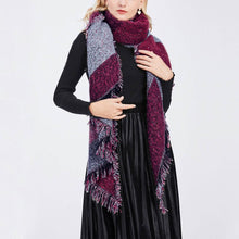 Load image into Gallery viewer, Women Long Soft Knitted Shawl Extra Thick Plaid Blanket Wrap Cape