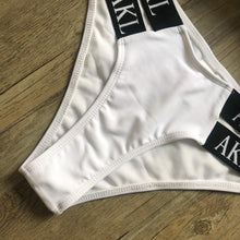 Load image into Gallery viewer, Women Luxury Black White Swimwear Women's Swimming Suit Push Up Bikini Lace Up Bikinis Women Swimsuit Women's Bathing Suits Push Up Halter Bandage Bikini Letter Printing Mini Summer Bikini Set