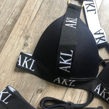 Load image into Gallery viewer, Women Luxury Black White Swimwear Women's Swimming Suit Push Up Bikini Lace Up Bikinis Women Swimsuit Women's Bathing Suits Push Up Halter Bandage Bikini Letter Printing Mini Summer Bikini Set
