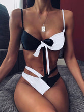 Load image into Gallery viewer, Women Luxury Leopard High Waist Bikini Swimsuit Women's Push Up Bra Tie Side Cutout Bikini Set High Cut Padded Solid Bating Suit Swimwear Female Bikini Set Bathing Suit