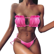 Load image into Gallery viewer, Women Luxury Leopard High Waist Bikini Swimsuit Women's Push Up Bra Tie Side Cutout Bikini Set High Cut Padded Solid Bating Suit Swimwear Female Bikini Set Bathing Suit