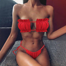 Load image into Gallery viewer, Women Luxury Leopard High Waist Bikini Swimsuit Women's Push Up Bra Tie Side Cutout Bikini Set High Cut Padded Solid Bating Suit Swimwear Female Bikini Set Bathing Suit
