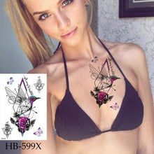 Load image into Gallery viewer, Women Luxury Temporary Stickers Realistic Body Tattoo Flowers Bird Elegant Big Design