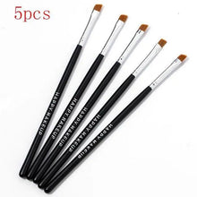 将图片加载到图库查看器,Women Makeup Brush 5Pcs Professional Black Eyebrow Inclined Flat Angled Brush Makeup Tool Wooden Pole Eyeliner Eyeshadow Women Cosmetic
