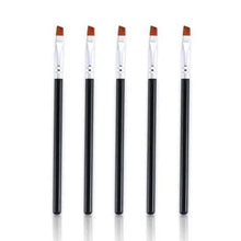 将图片加载到图库查看器,Women Makeup Brush 5Pcs Professional Black Eyebrow Inclined Flat Angled Brush Makeup Tool Wooden Pole Eyeliner Eyeshadow Women Cosmetic