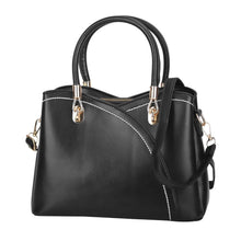 Load image into Gallery viewer, Women Medium Sized Leather Satchel Crossbody Bag with Stylish Stitching Detachable Strap
