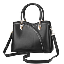 Load image into Gallery viewer, Women Medium Sized Leather Satchel Crossbody Bag with Stylish Stitching Detachable Strap