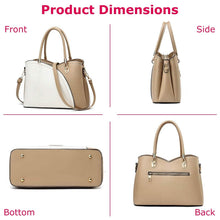 Load image into Gallery viewer, Women Medium Sized Leather Satchel Crossbody Bag with Stylish Stitching Detachable Strap