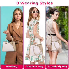 Load image into Gallery viewer, Women Medium Sized Leather Satchel Crossbody Bag with Stylish Stitching Detachable Strap