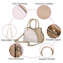 Load image into Gallery viewer, Women Medium Sized Leather Satchel Crossbody Bag with Stylish Stitching Detachable Strap