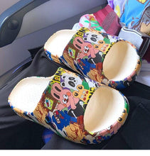 将图片加载到图库查看器,Women Men Summer Slippers Beach Slides Sandals Cartoon Flip Flops Thick Soled Boys Girls Couples Bathroom Shoes Non-Slip Quick Drying Soft Massage Slides Comfortable Lightweight Open Toe Pool Spa Sandals