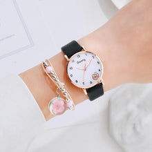 Load image into Gallery viewer, Women New Color Bear Fashion Student Quartz Watch Bracelet Combination Set Kids Girl Wrist Watch Bracelet Leather Rhinestone Luxury Design Simple Dress Women's Watches