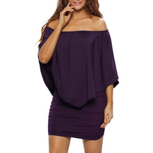 Load image into Gallery viewer, Women Off Shoulder Ruffles Bodycon Mini Dress