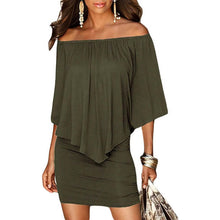 Load image into Gallery viewer, Women Off Shoulder Ruffles Bodycon Mini Dress