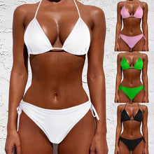 Load image into Gallery viewer, Women One Size Bright Color Swimwear Women's Bikini Pure Color Micro Bikini Charming Bra Bottom Swimsuits New Summer Style Lady Bandage Bikini Set Push-up Bra Bathing Suit Swimsuit