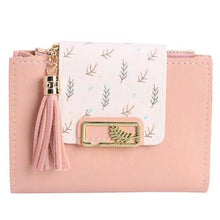 Load image into Gallery viewer, Women Pink PU Leather Short Wallet Trendy New Fashion Vintage Mini Purses Cute Feather Design Wallets