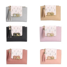 Load image into Gallery viewer, Women Pink PU Leather Short Wallet Trendy New Fashion Vintage Mini Purses Cute Feather Design Wallets