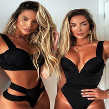 将图片加载到图库查看器,Women Push Up Bikini Women Neon Bandage Swimwear Women Patchwork Bikini Swimsuit 2 Piece Cutout Molded Push Up Bathing Suit Ruffle Hook Closure Bikini Set Two Piece Bathing Suit