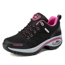 将图片加载到图库查看器,Women Running Air Cushion Athletic Sneakers Walking Breathable Sport Lace Up Hight Platform Casual Shoes Womens Mesh Sneakers Fashion Tennis Breathable Walking Gym Work Shoes