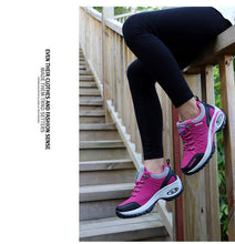 将图片加载到图库查看器,Women Running Air Cushion Athletic Sneakers Walking Breathable Sport Lace Up Hight Platform Casual Shoes Womens Mesh Sneakers Fashion Tennis Breathable Walking Gym Work Shoes