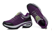 将图片加载到图库查看器,Women Running Air Cushion Athletic Sneakers Walking Breathable Sport Lace Up Hight Platform Casual Shoes Womens Mesh Sneakers Fashion Tennis Breathable Walking Gym Work Shoes