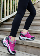 将图片加载到图库查看器,Women Running Air Cushion Athletic Sneakers Walking Breathable Sport Lace Up Hight Platform Casual Shoes Womens Mesh Sneakers Fashion Tennis Breathable Walking Gym Work Shoes