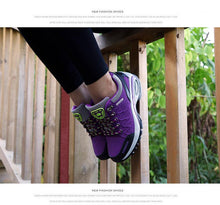 将图片加载到图库查看器,Women Running Air Cushion Athletic Sneakers Walking Breathable Sport Lace Up Hight Platform Casual Shoes Womens Mesh Sneakers Fashion Tennis Breathable Walking Gym Work Shoes