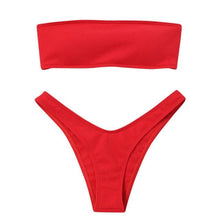 将图片加载到图库查看器,Women's Bikini High Waist Tummy Control Two Piece Swimsuit Swimwear Girl Beach Bathing Suit Woman Fashion Swimwear Padded High Waist Cheeky Bathing Suit