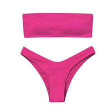 Load image into Gallery viewer, Women's Bikini Two Piece Swimsuit Swimwear Beach Bathing Suit Woman Two-Piece Strapless Padded High Cut Bandeau Bathing Suit Swimwear