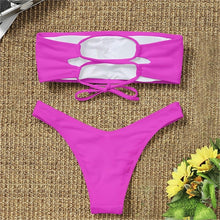 Load image into Gallery viewer, Women's Bikini Two Piece Swimsuit Swimwear Beach Bathing Suit Woman Two-Piece Strapless Padded High Cut Bandeau Bathing Suit Swimwear