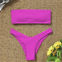 Load image into Gallery viewer, Women's Bikini Two Piece Swimsuit Swimwear Beach Bathing Suit Woman Two-Piece Strapless Padded High Cut Bandeau Bathing Suit Swimwear