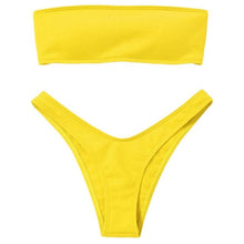 Load image into Gallery viewer, Women's Bikini Two Piece Swimsuit Swimwear Beach Bathing Suit Woman Two-Piece Strapless Padded High Cut Bandeau Bathing Suit Swimwear