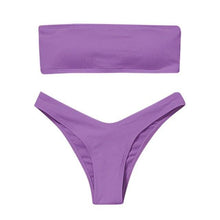 Load image into Gallery viewer, Women's Bikini Two Piece Swimsuit Swimwear Beach Bathing Suit Woman Two-Piece Strapless Padded High Cut Bandeau Bathing Suit Swimwear