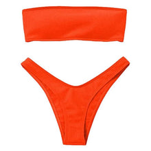 Load image into Gallery viewer, Women's Bikini Two Piece Swimsuit Swimwear Beach Bathing Suit Woman Two-Piece Strapless Padded High Cut Bandeau Bathing Suit Swimwear