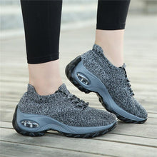 将图片加载到图库查看器,Women's Casual Chunky Sneakers Platform Walking Shoes Fashion Knited Casual Walking Shoes Sock Sneakers Slip On Mesh Air Cushion Comfortable Easy Shoes