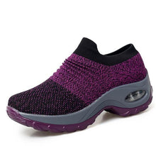 将图片加载到图库查看器,Women's Casual Chunky Sneakers Platform Walking Shoes Fashion Knited Casual Walking Shoes Sock Sneakers Slip On Mesh Air Cushion Comfortable Easy Shoes