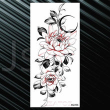 Load image into Gallery viewer, Women's Fashion Flower Temporary Tattoos Sticker Fake Rose Waterproof Large Realistic Black Colorful Flowers Tattoos