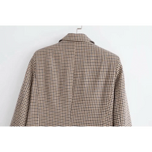 将图片加载到图库查看器,Women's Fashionable Office Wear Double Breasted Plaid Blazer Coat Vintage Long Sleeve Pockets Female Outerwear Chic Tops