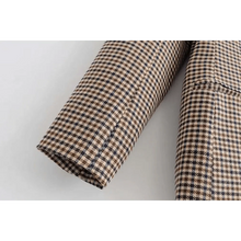 将图片加载到图库查看器,Women's Fashionable Office Wear Double Breasted Plaid Blazer Coat Vintage Long Sleeve Pockets Female Outerwear Chic Tops