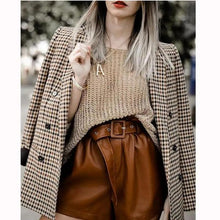 将图片加载到图库查看器,Women's Fashionable Office Wear Double Breasted Plaid Blazer Coat Vintage Long Sleeve Pockets Female Outerwear Chic Tops