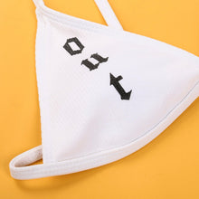 将图片加载到图库查看器,Women’s Funny Printed 2Pcs Bikini Suits Women's Scalloped Triangle Bikini Print Bottom Two Piece Swimsuit Deep V-neck Detachable Breast Pad Sling Tops with Triangle Bottoms Swimsuits