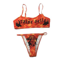 将图片加载到图库查看器,Women’s Funny Printed 2Pcs Bikini Suits Women's Scalloped Triangle Bikini Print Bottom Two Piece Swimsuit Deep V-neck Detachable Breast Pad Sling Tops with Triangle Bottoms Swimsuits