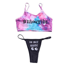 将图片加载到图库查看器,Women’s Funny Printed 2Pcs Bikini Suits Women's Scalloped Triangle Bikini Print Bottom Two Piece Swimsuit Deep V-neck Detachable Breast Pad Sling Tops with Triangle Bottoms Swimsuits